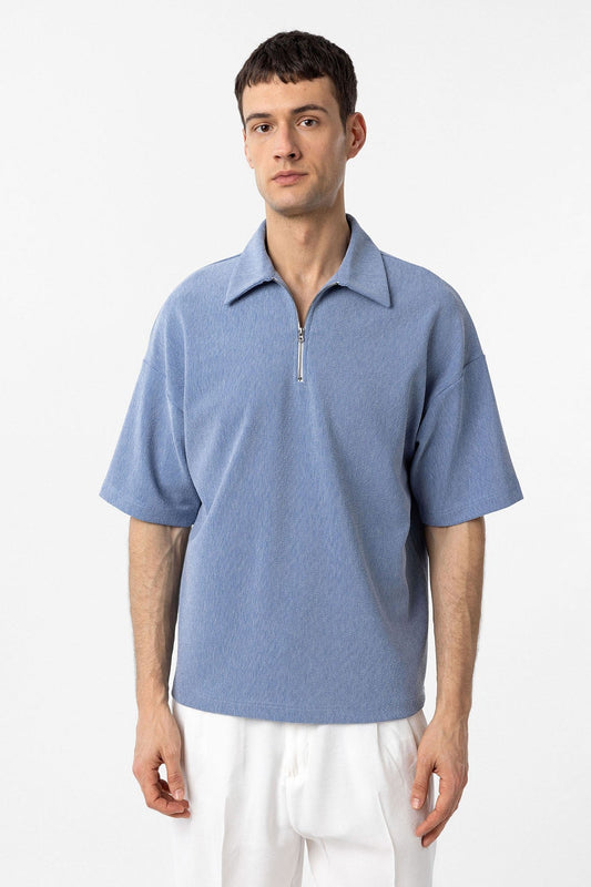 Antioch Relax Fit Men's Polo-Neck T-Shirt with Zipper
