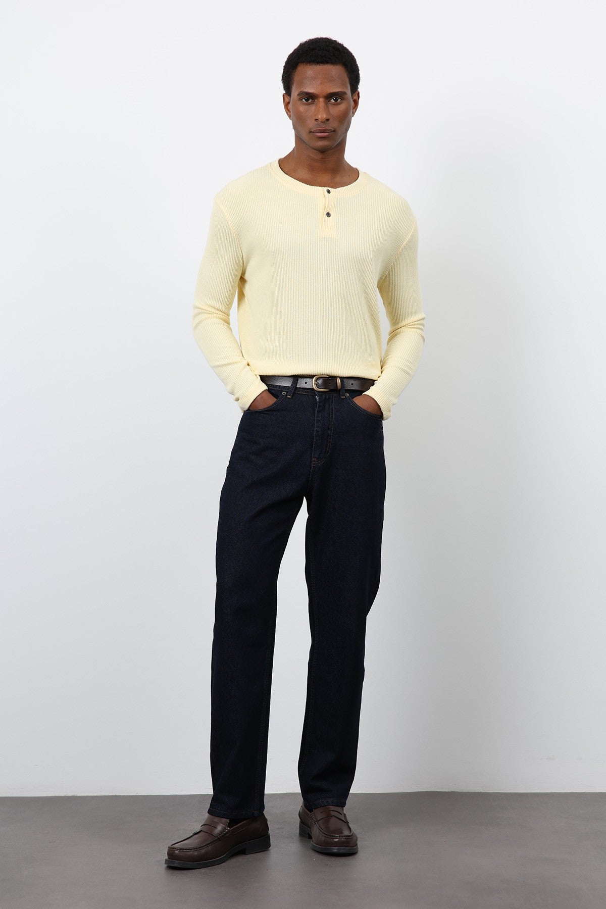 Antioch Ribbed-Collar Button-Down T-Shirt