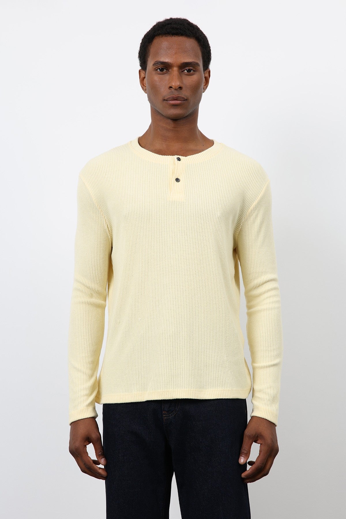 Antioch Ribbed-Collar Button-Down T-Shirt