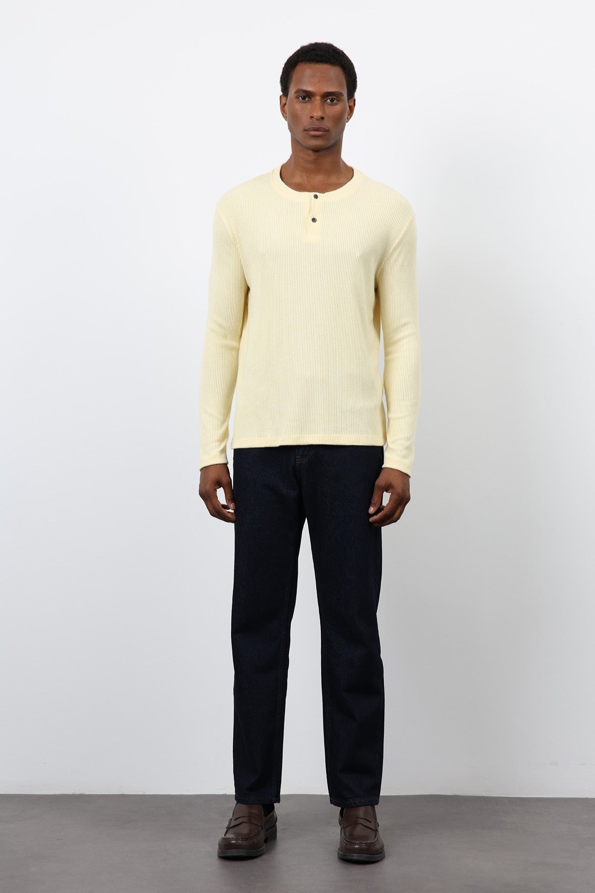 Antioch Ribbed-Collar Button-Down T-Shirt