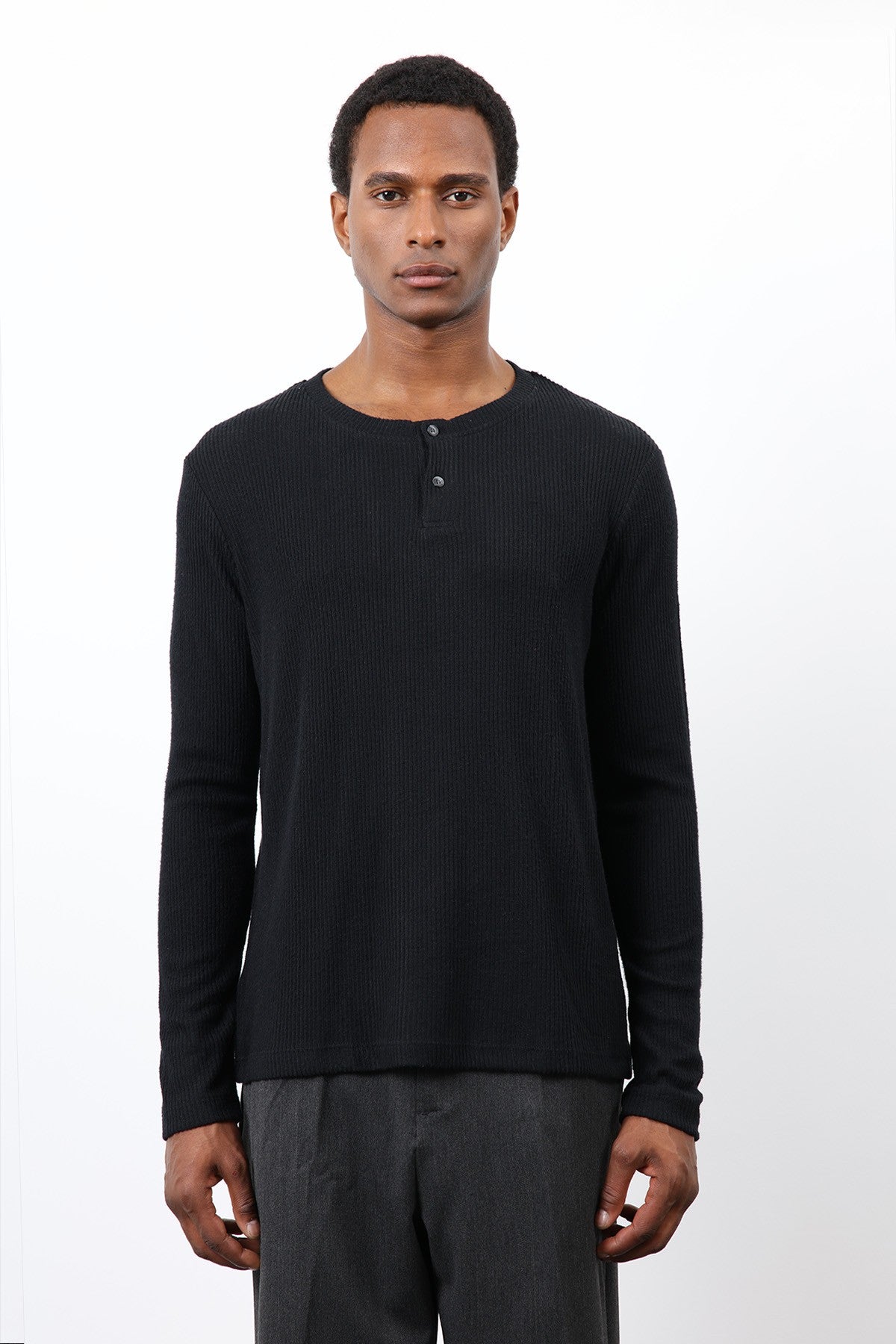 Antioch Ribbed-Collar Button-Down T-Shirt