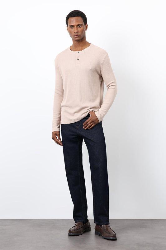 Antioch Ribbed-Collar Button-Down T-Shirt