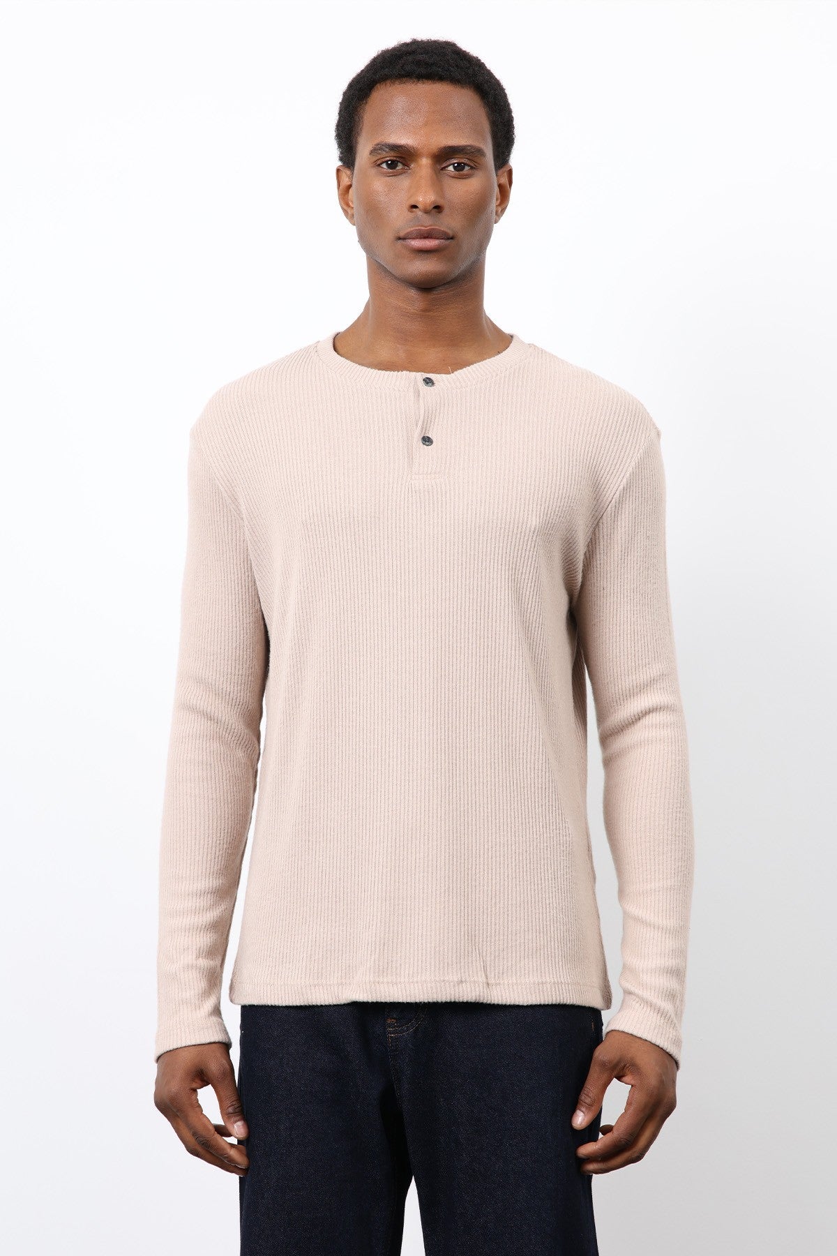 Antioch Ribbed-Collar Button-Down T-Shirt