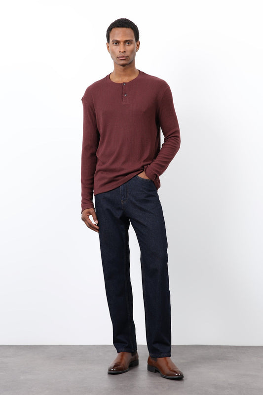 Antioch Ribbed-Collar Button-Down T-Shirt