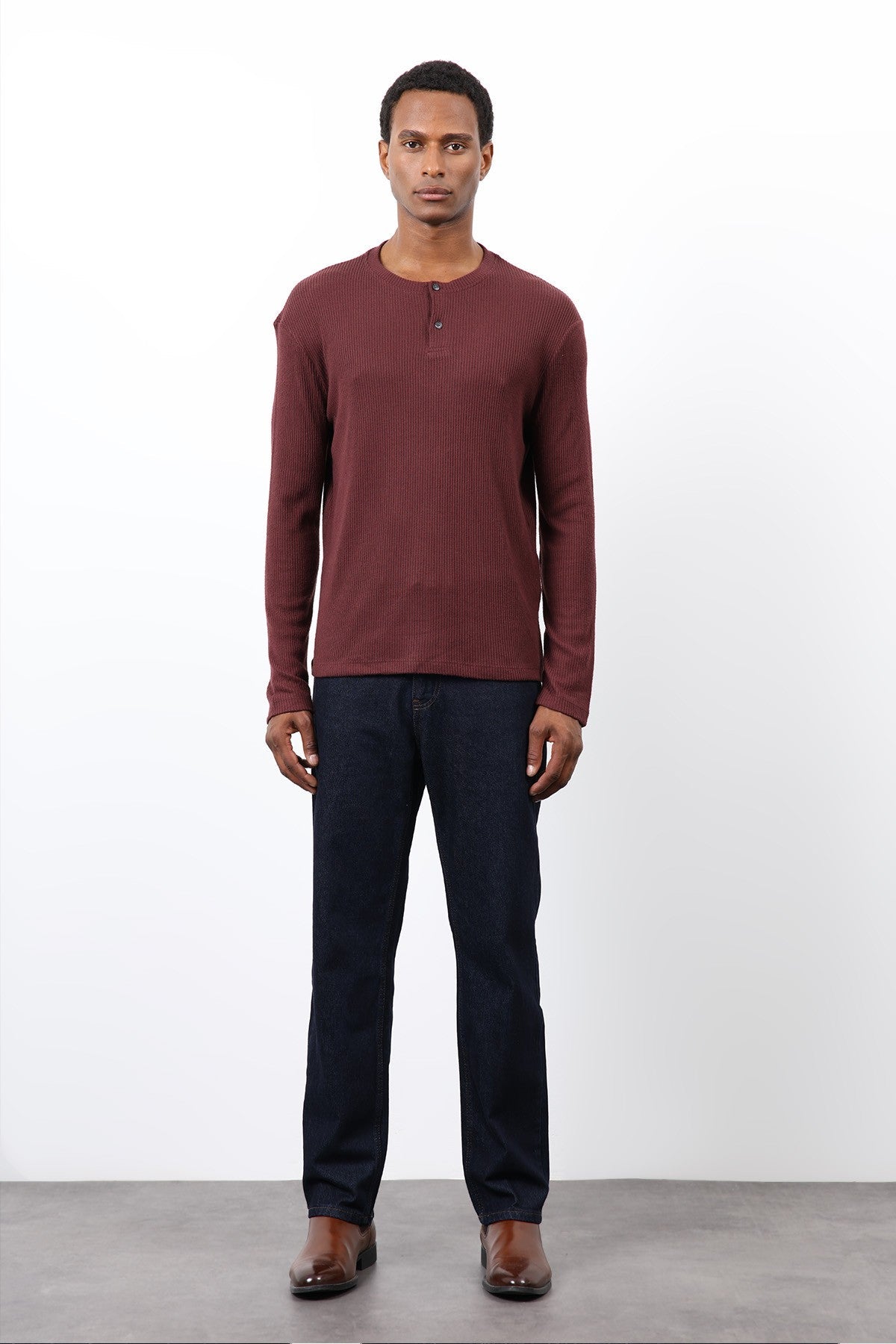 Antioch Ribbed-Collar Button-Down T-Shirt