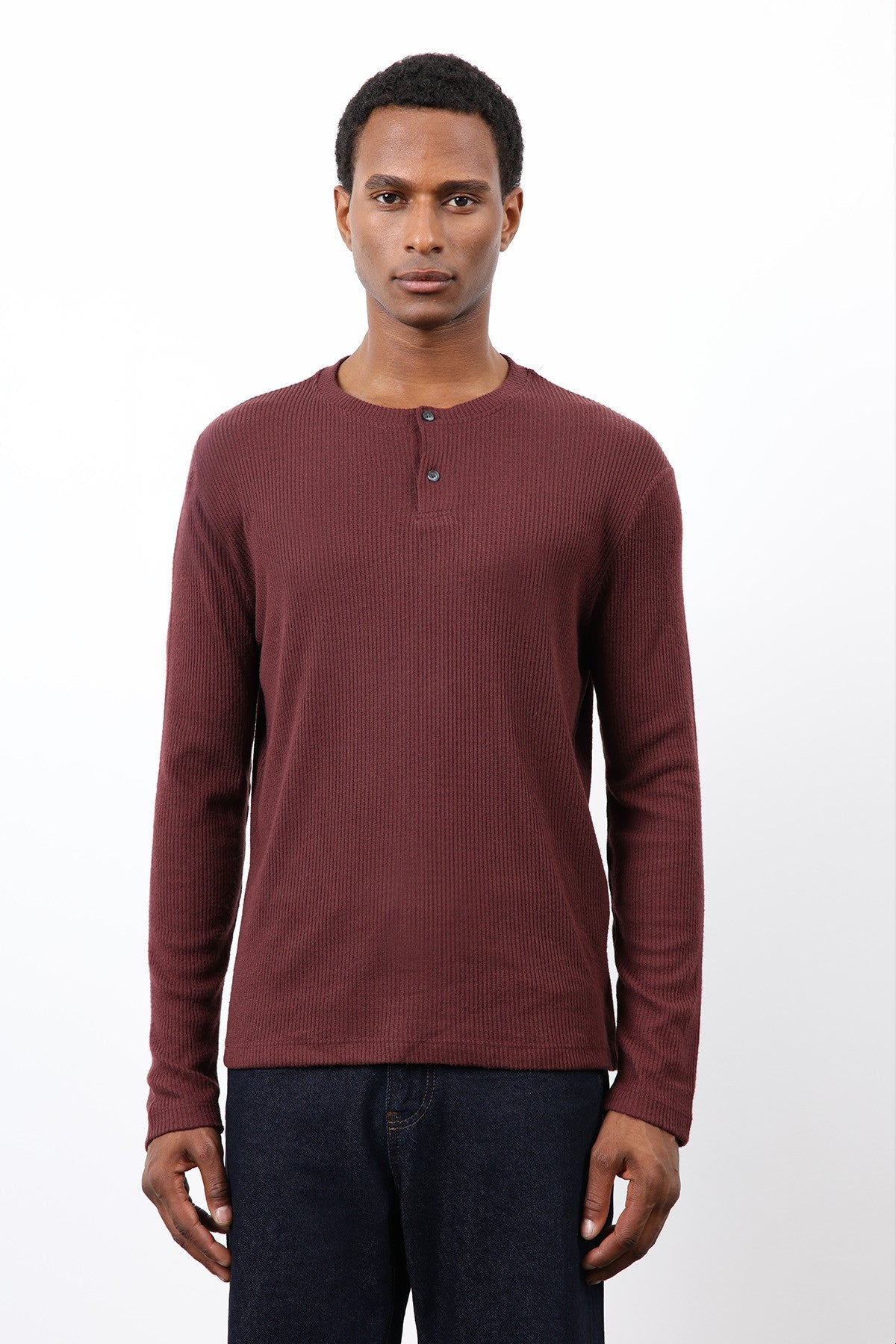 Antioch Ribbed-Collar Button-Down T-Shirt