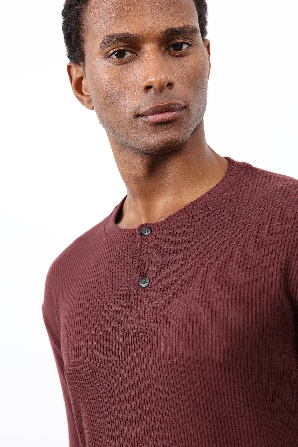 Antioch Ribbed-Collar Button-Down T-Shirt