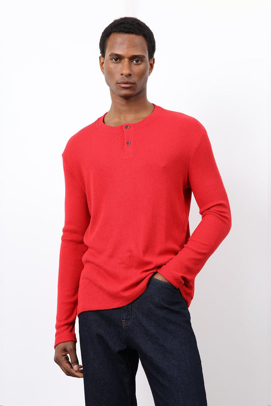 Antioch Ribbed-Collar Button-Down T-Shirt