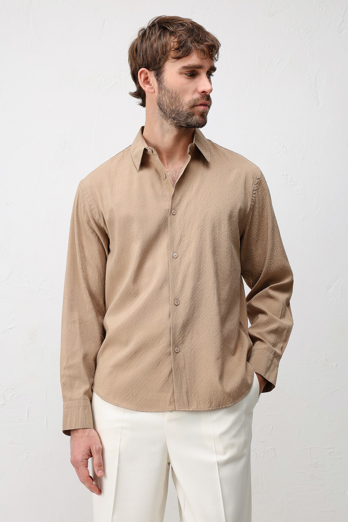 Antioch Men's Shirt with Modal Blend and Textured Fabric