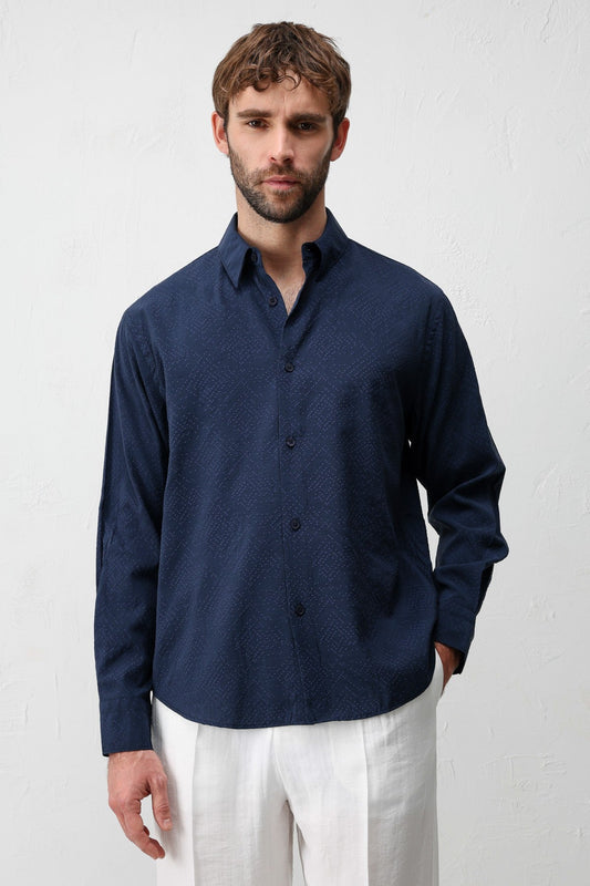 Antioch Men's Shirt with Modal Blend and Textured Fabric