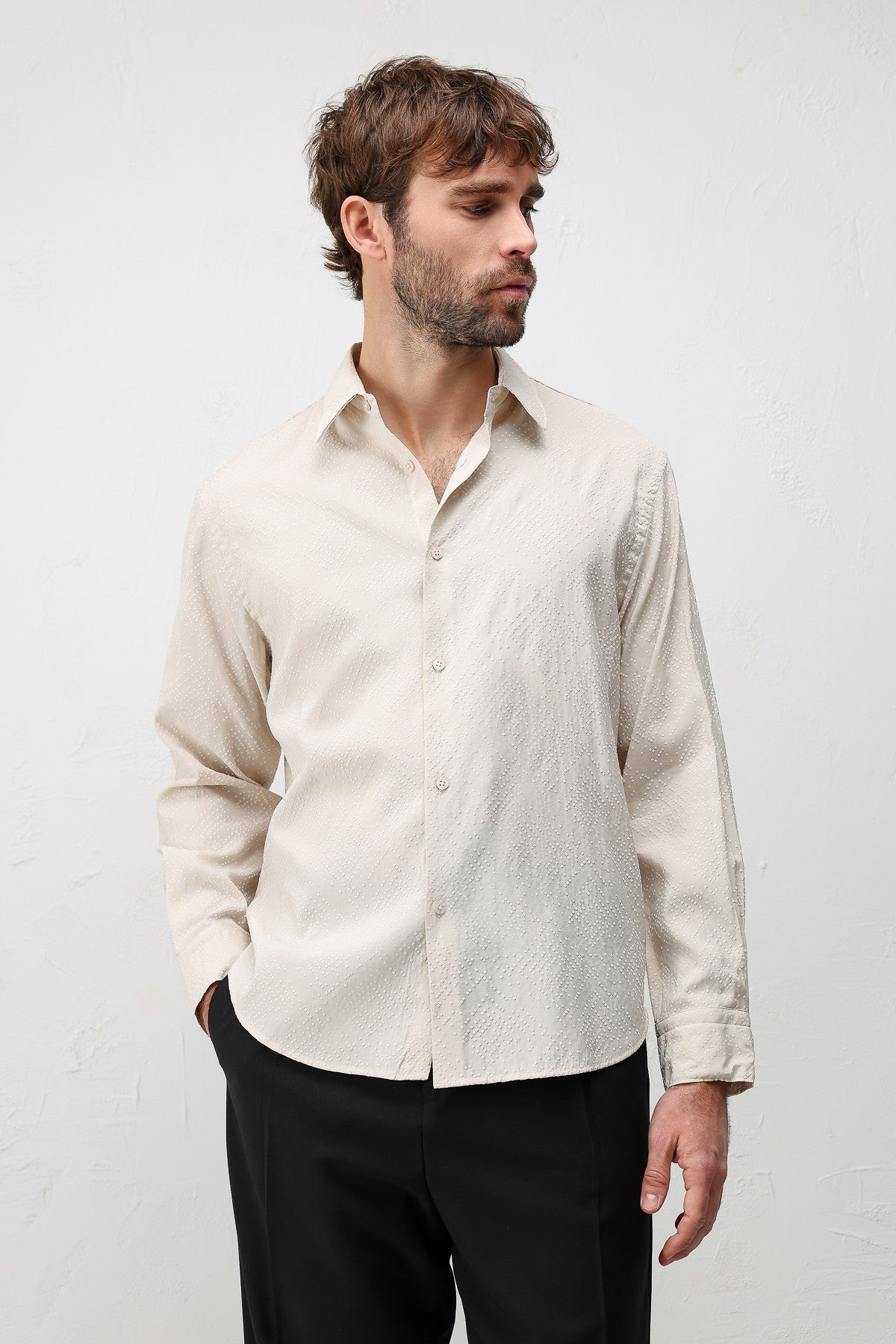 Antioch Men's Shirt with Modal Blend and Textured Fabric