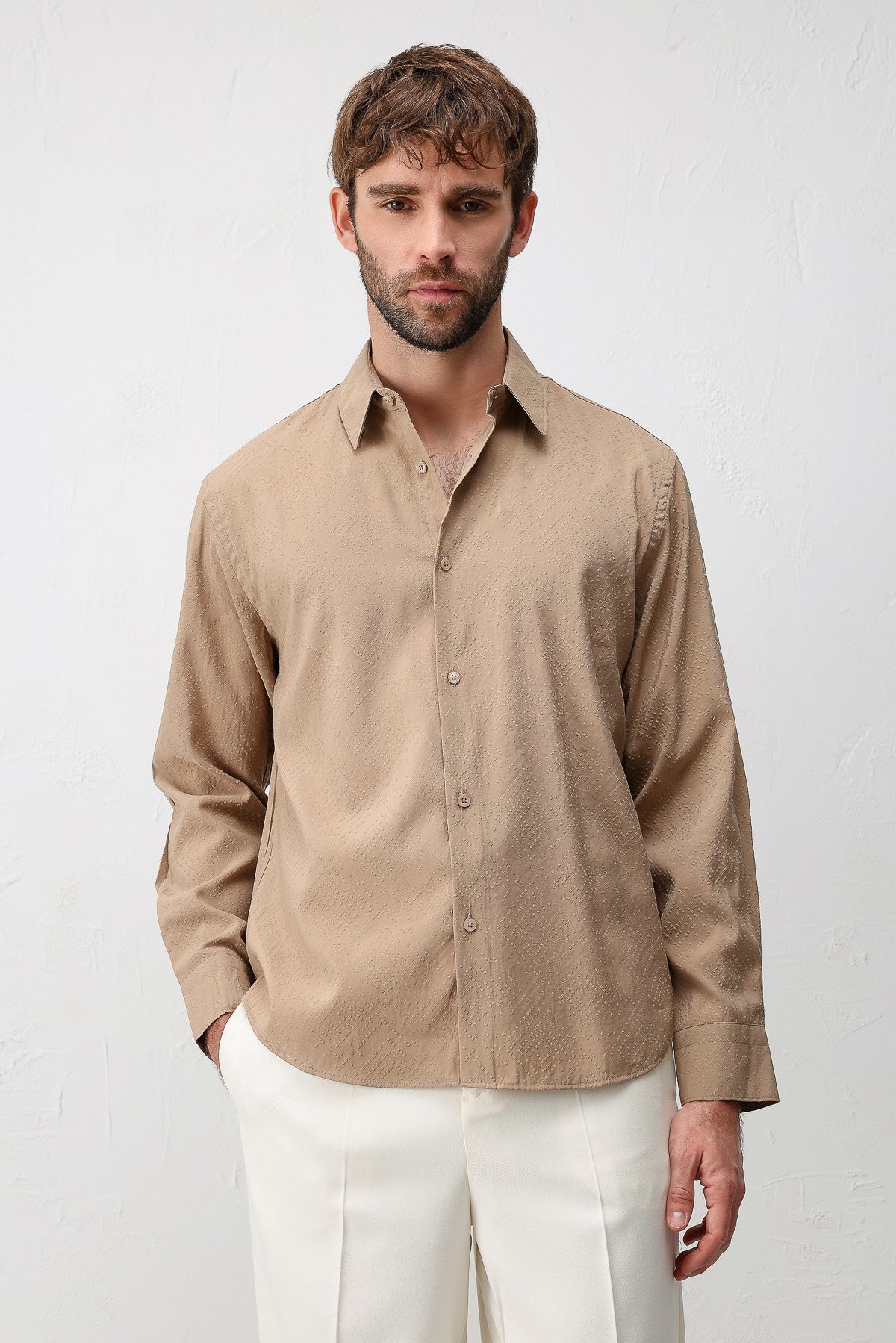 Antioch Men's Shirt with Modal Blend and Textured Fabric