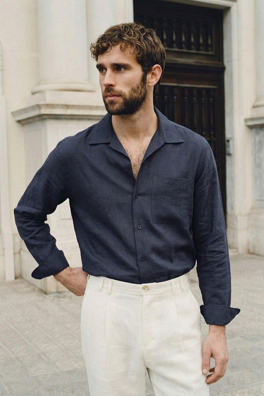 Antioch Men's Shirt with a Wide Collar in a Lyocell Blend