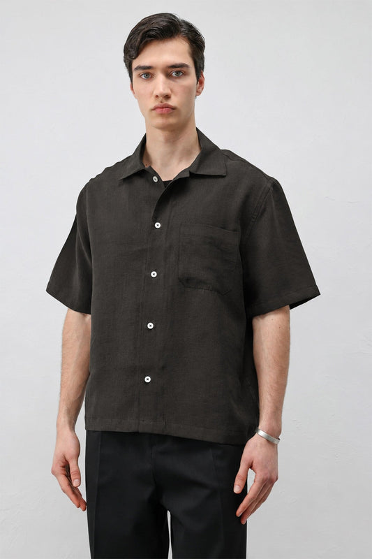Men's Short-Sleeve Shirt with Lyocell Blend