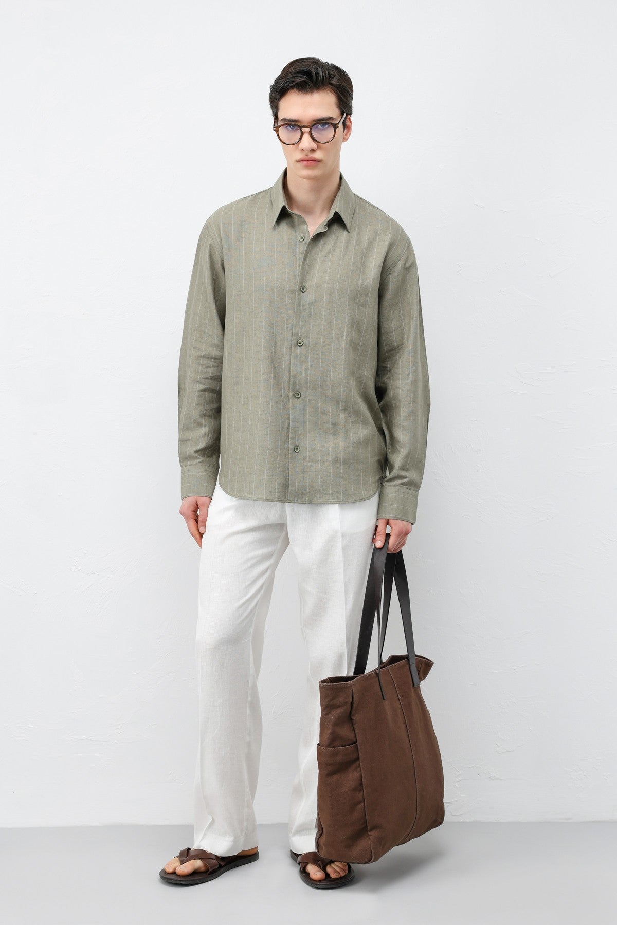 Antioch Men's Striped Shirt with Linen Blend