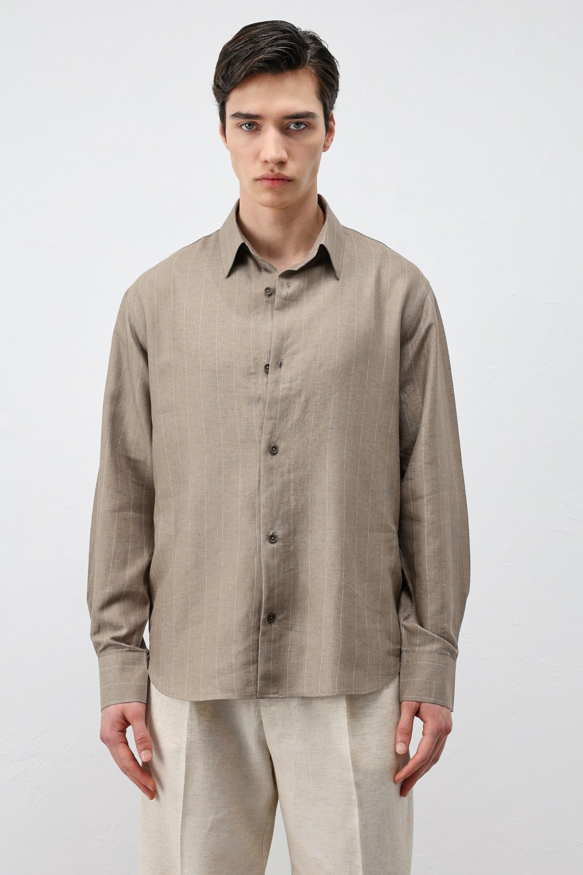 Antioch Men's Striped Shirt with Linen Blend