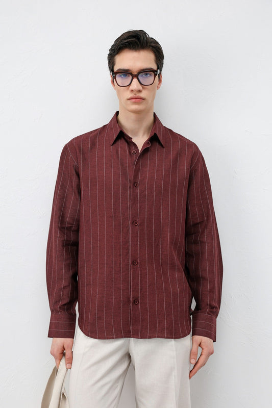 Antioch Men's Striped Shirt with Linen Blend