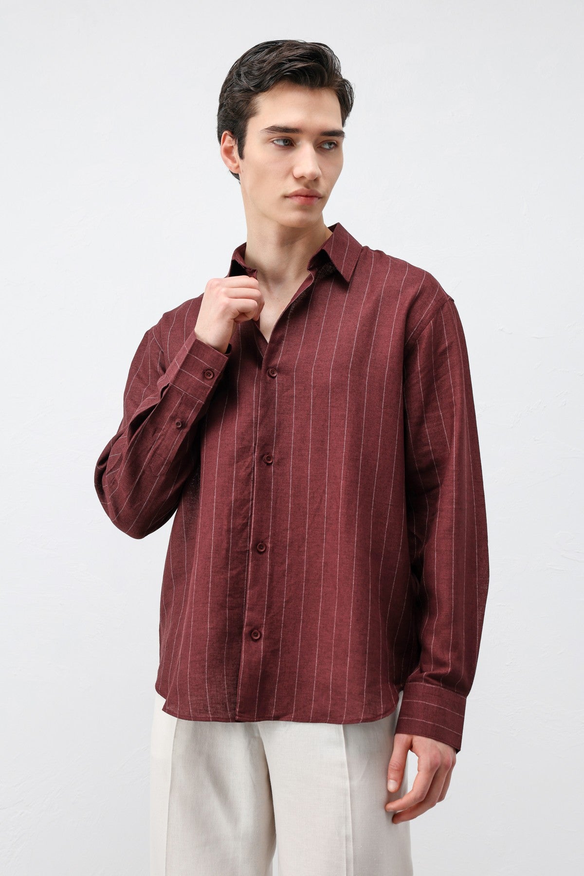 Antioch Men's Striped Shirt with Linen Blend