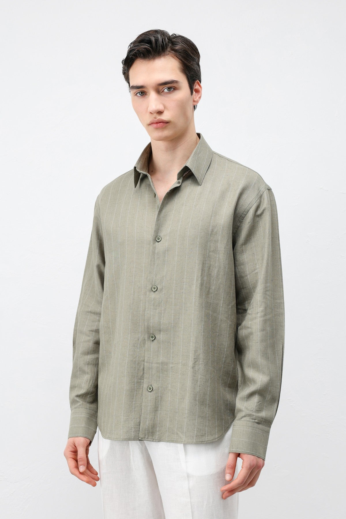 Antioch Men's Striped Shirt with Linen Blend