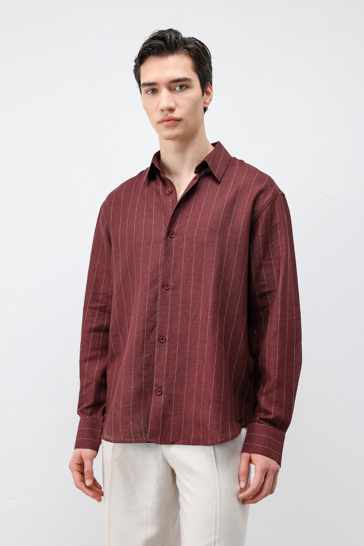 Antioch Men's Striped Shirt with Linen Blend