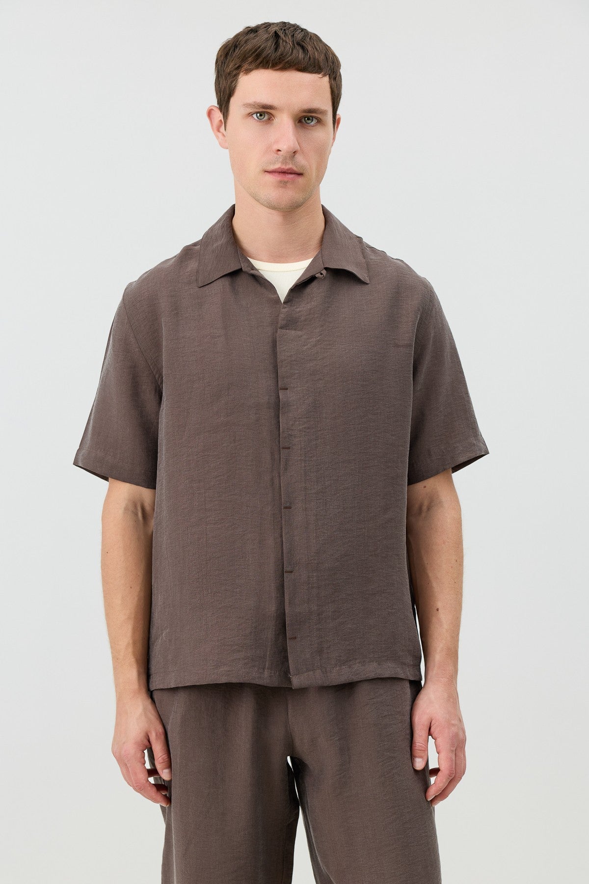 Antioch Lyocell-Blend Hidden-Button Men's Shirt