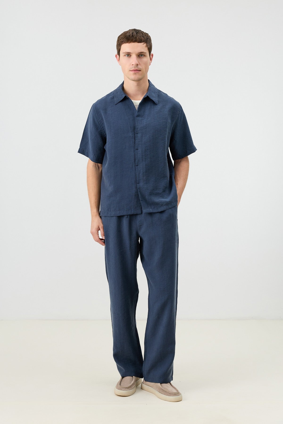 Antioch Lyocell-Blend Hidden-Button Men's Shirt