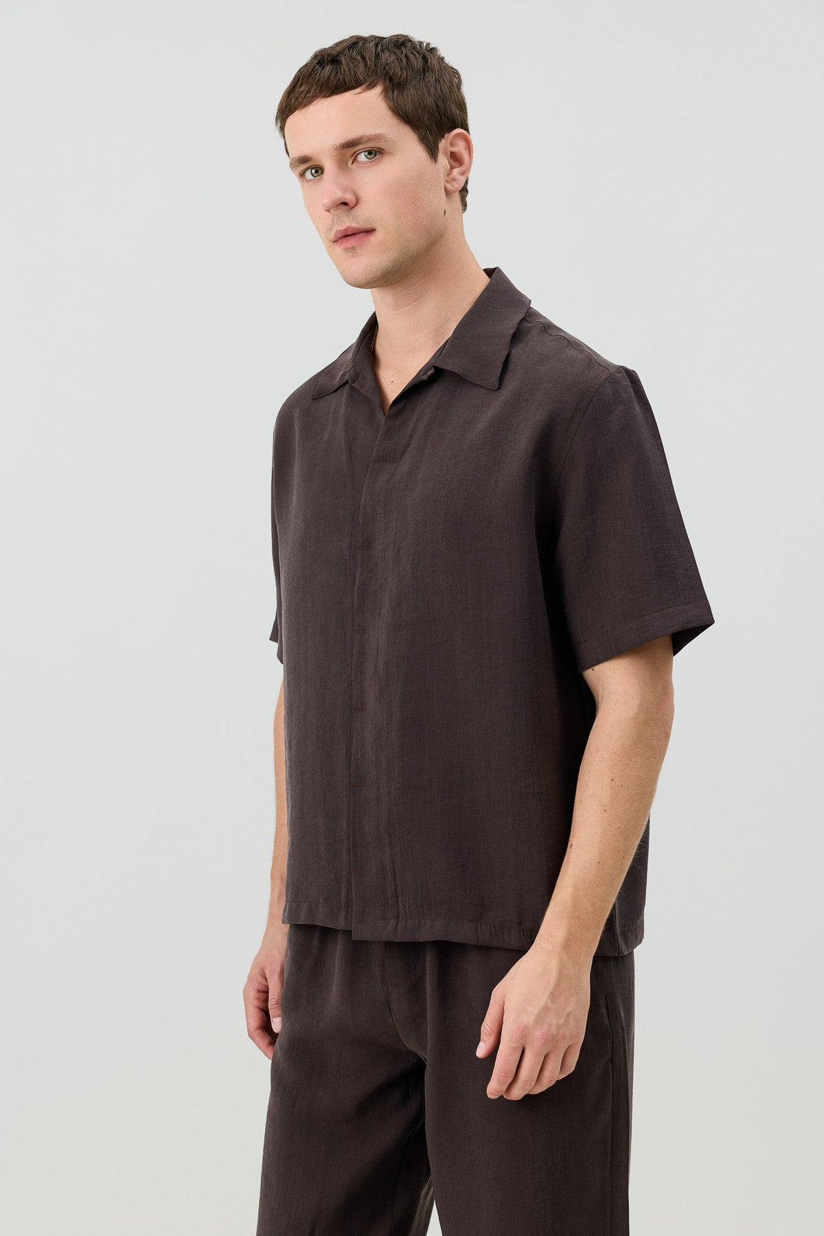 Antioch Lyocell-Blend Hidden-Button Men's Shirt