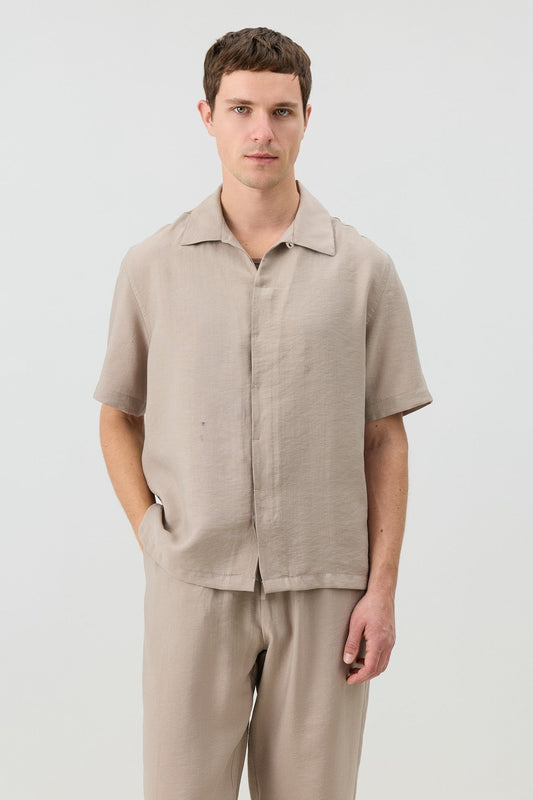 Antioch Lyocell-Blend Hidden-Button Men's Shirt
