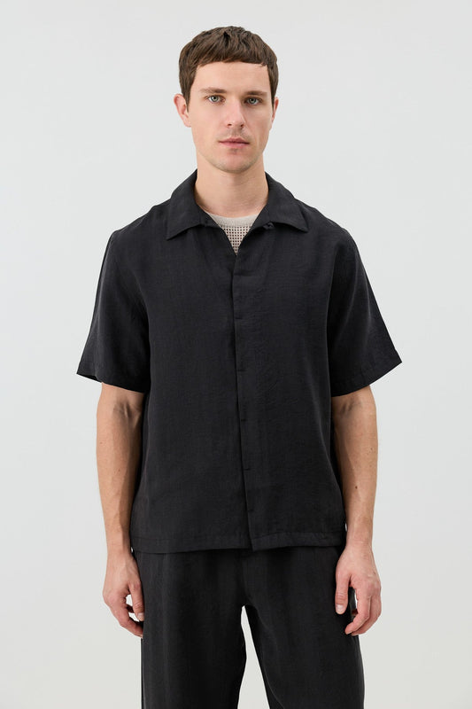 Antioch Lyocell-Blend Hidden-Button Men's Shirt