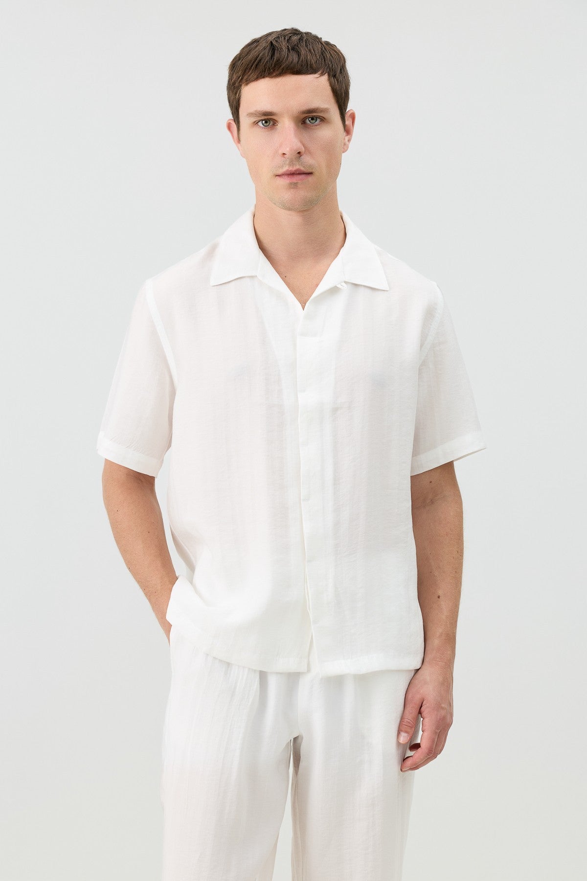 Antioch Lyocell-Blend Hidden-Button Men's Shirt