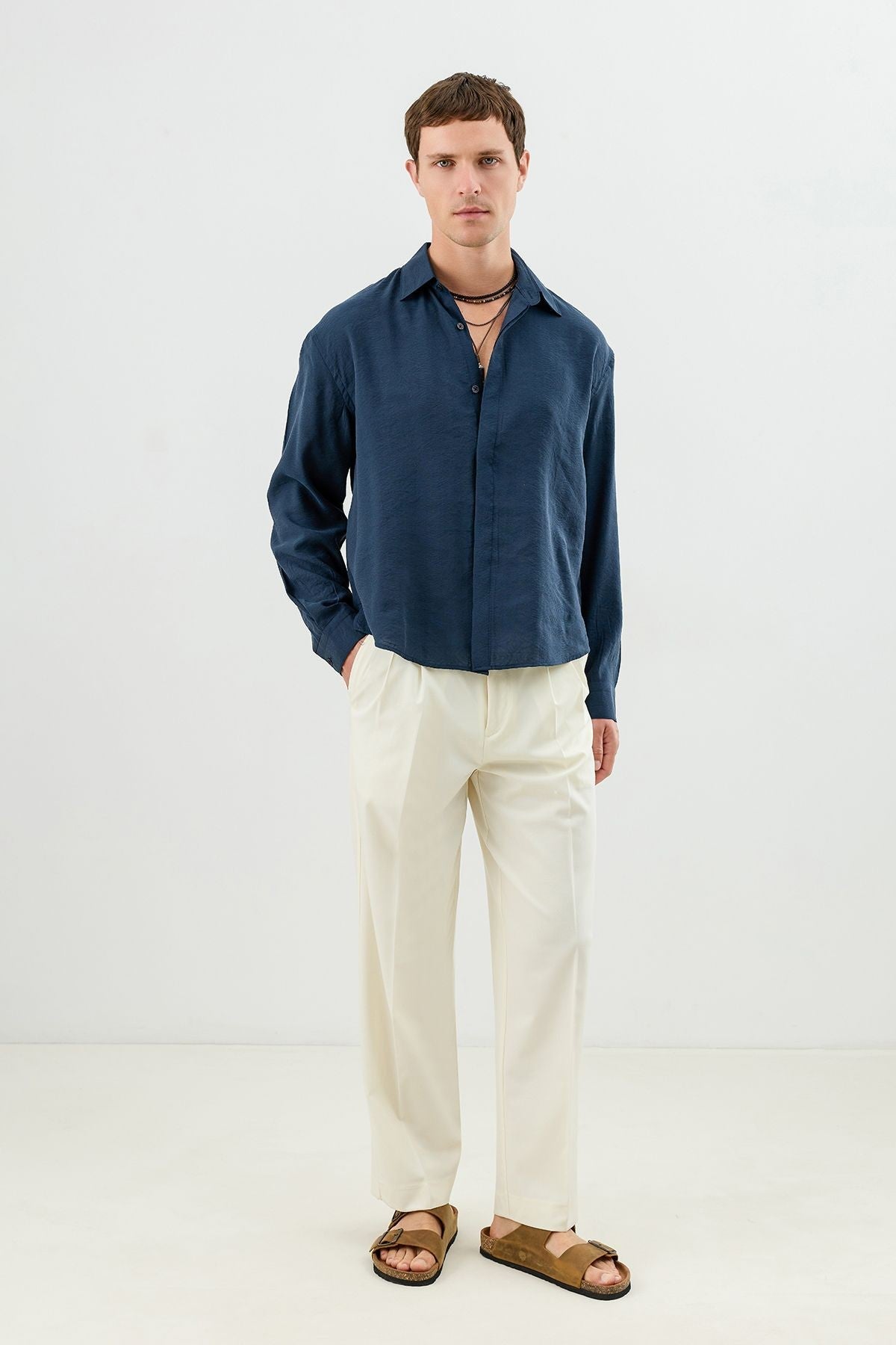Men's Crop-Fit Shirt with Modal Blend