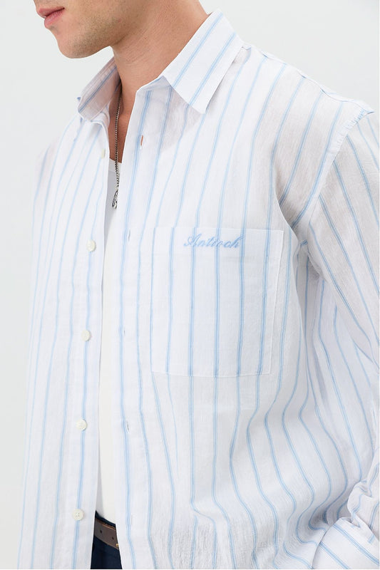 Men's Boxy-Fit Shirt with Linen Blend