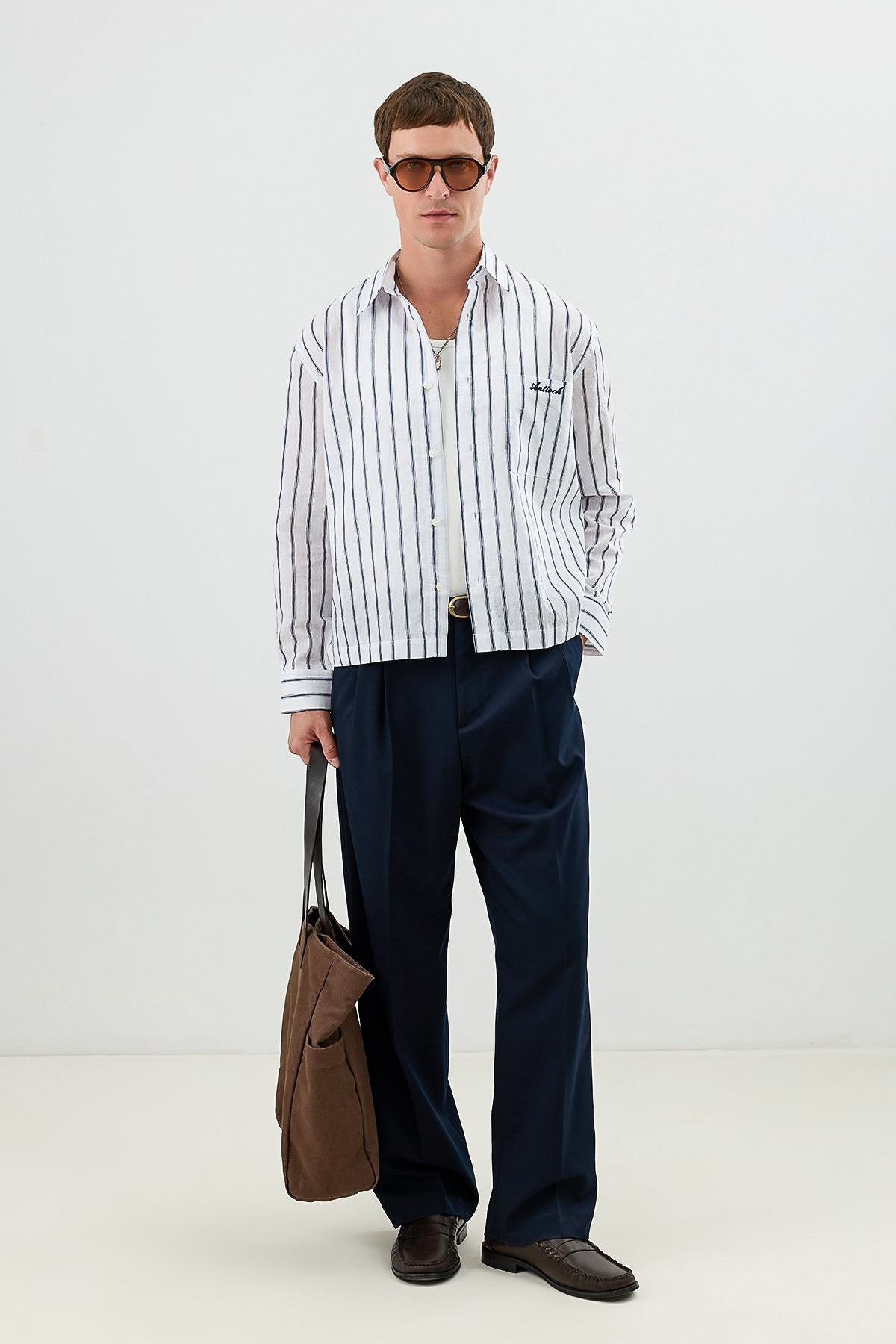 Men's Boxy-Fit Shirt with Linen Blend