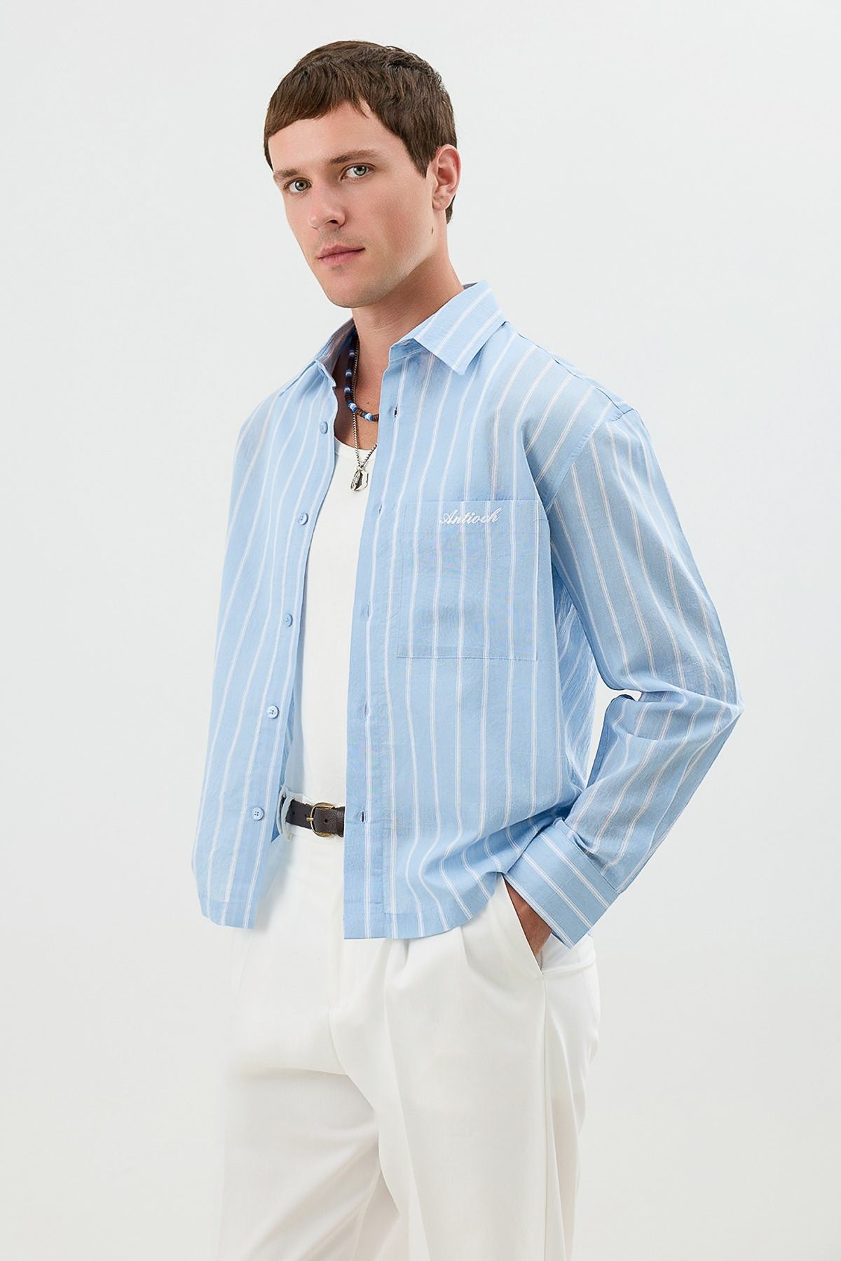 Men's Boxy-Fit Shirt with Linen Blend