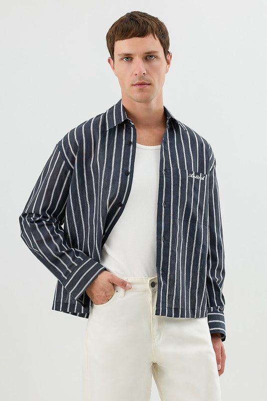 Men's Boxy-Fit Shirt with Linen Blend