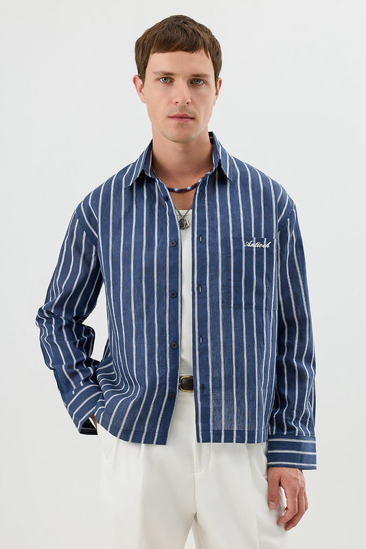 Men's Boxy-Fit Shirt with Linen Blend