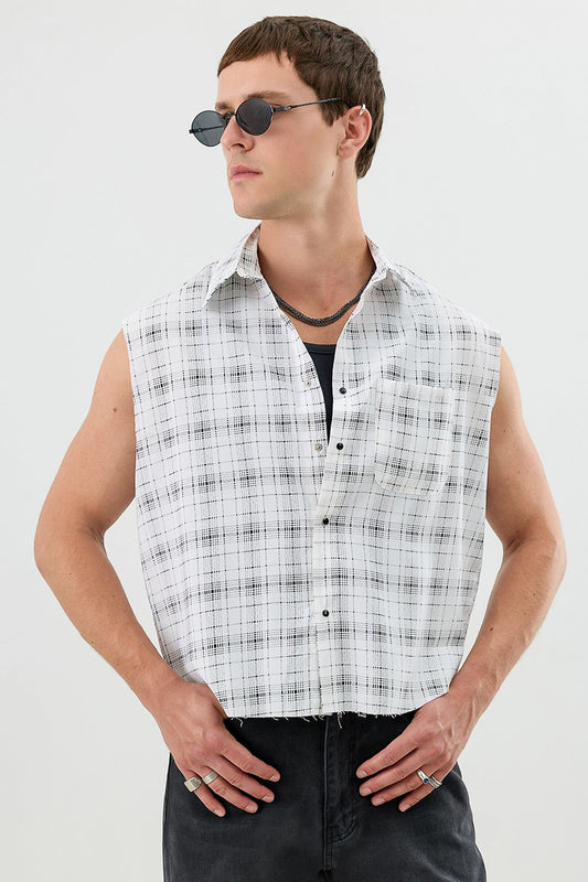 Men's Sleeveless Boxy-Fit Shirt with Modal Blend