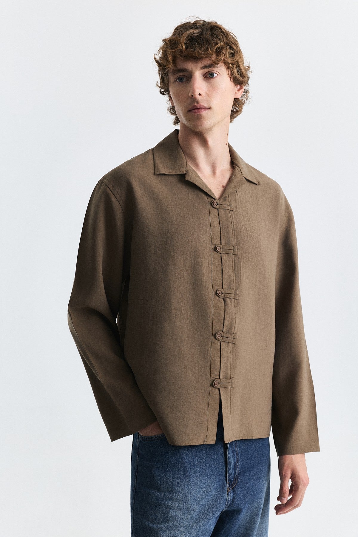 Embellished Button Relaxed Shirt