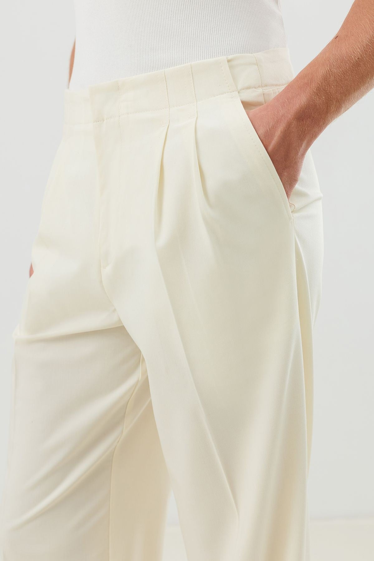 Men's Pants with Double-Pleated Cuff Detail