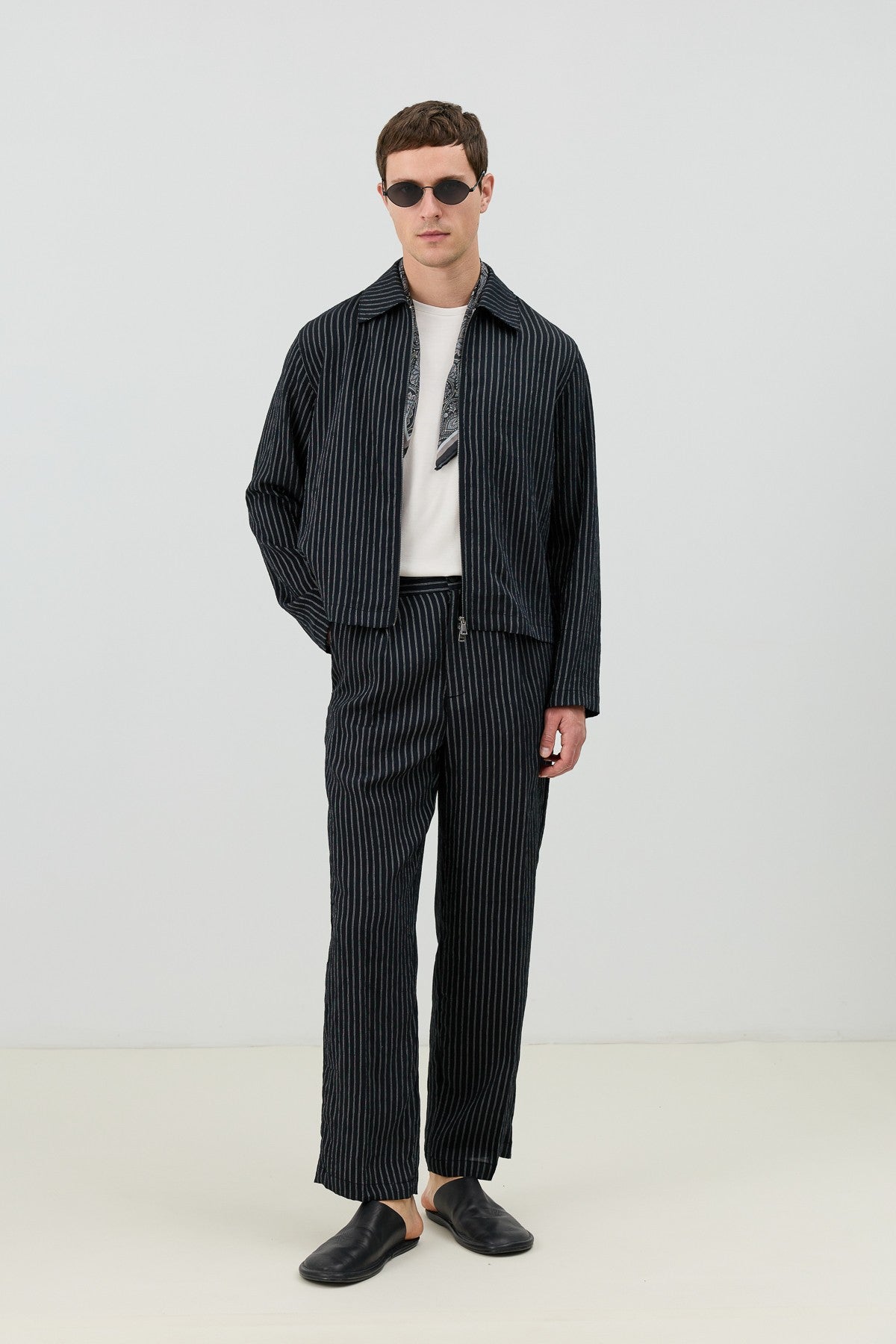 Men's Relaxed-Fit Striped Pants with Modal Blend