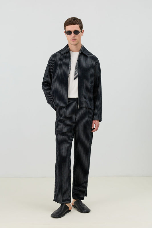 Men's Relaxed-Fit Striped Pants with Modal Blend