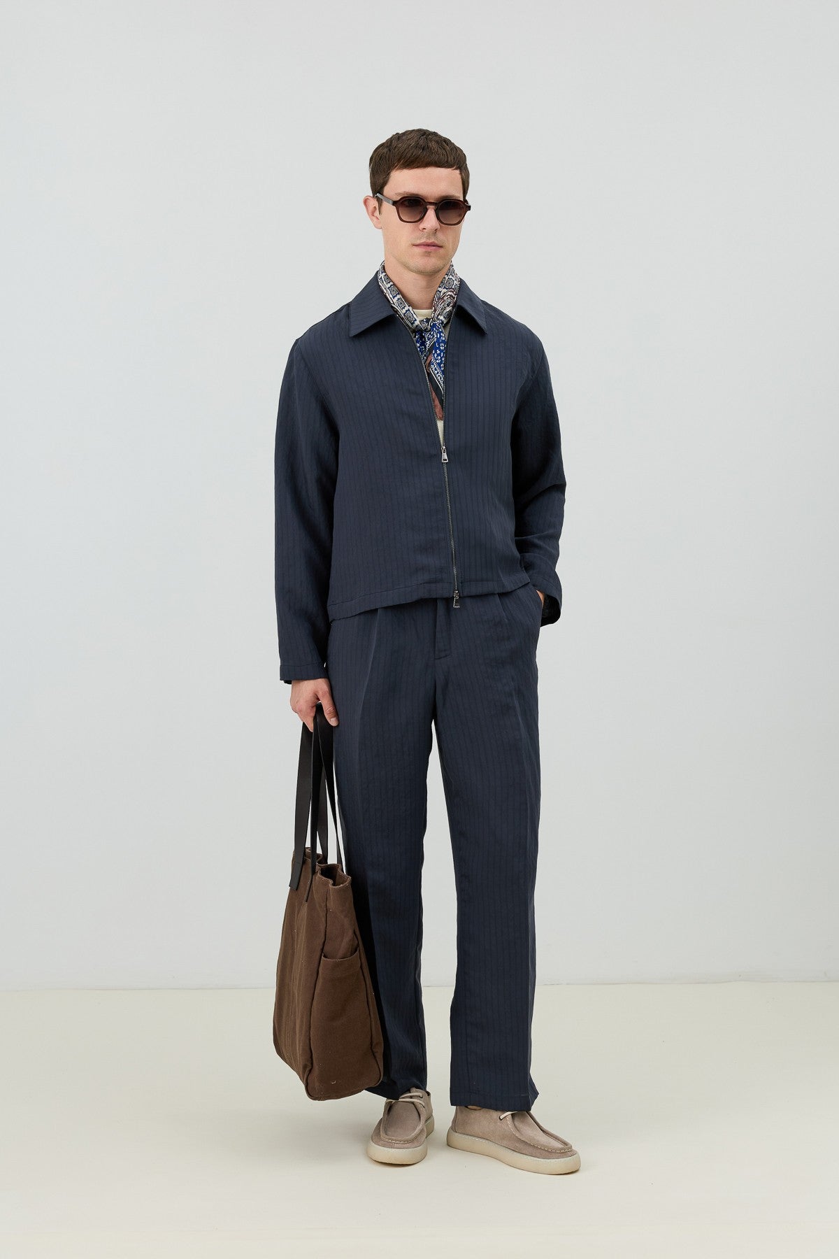 Men's Relaxed-Fit Striped Pants with Modal Blend