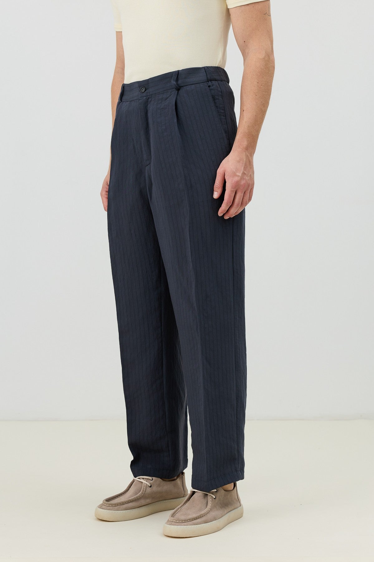 Men's Relaxed-Fit Striped Pants with Modal Blend