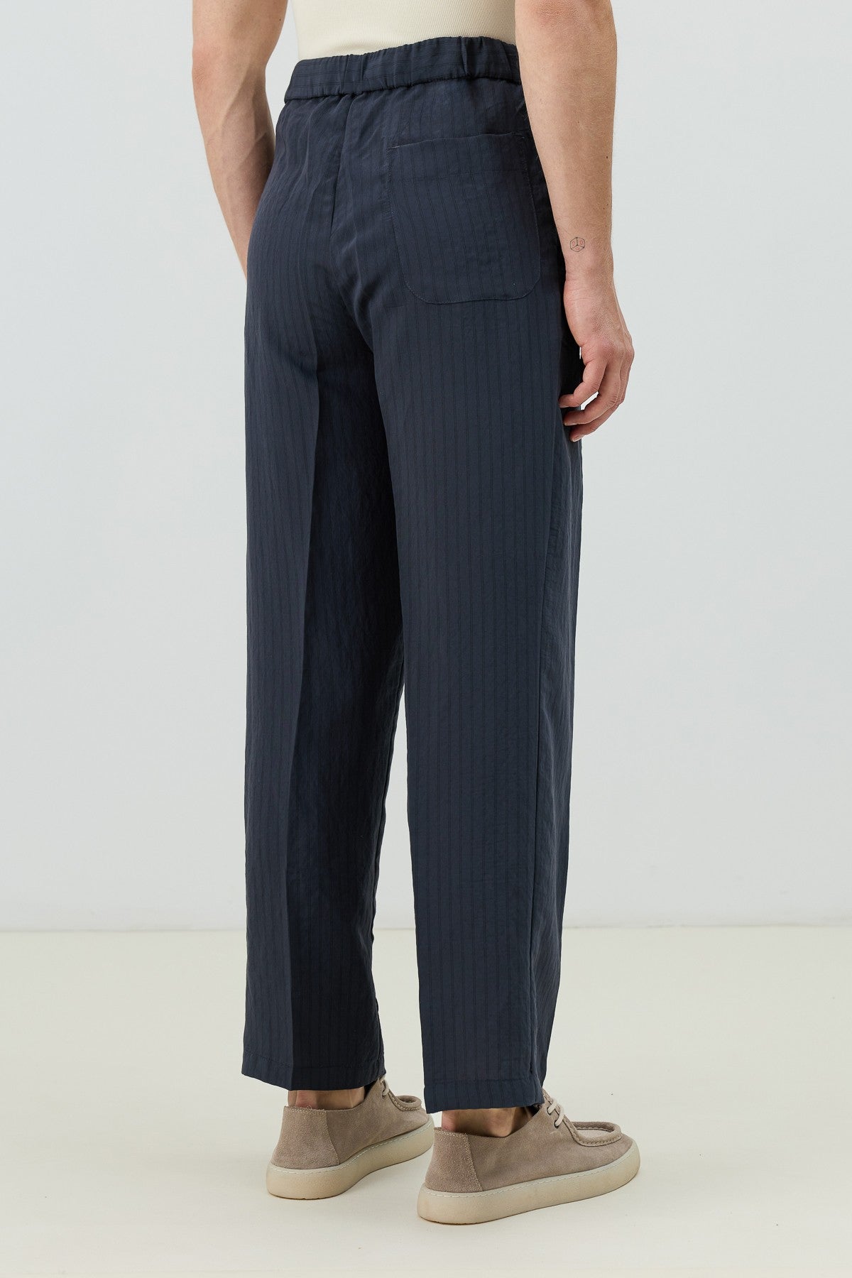 Men's Relaxed-Fit Striped Pants with Modal Blend