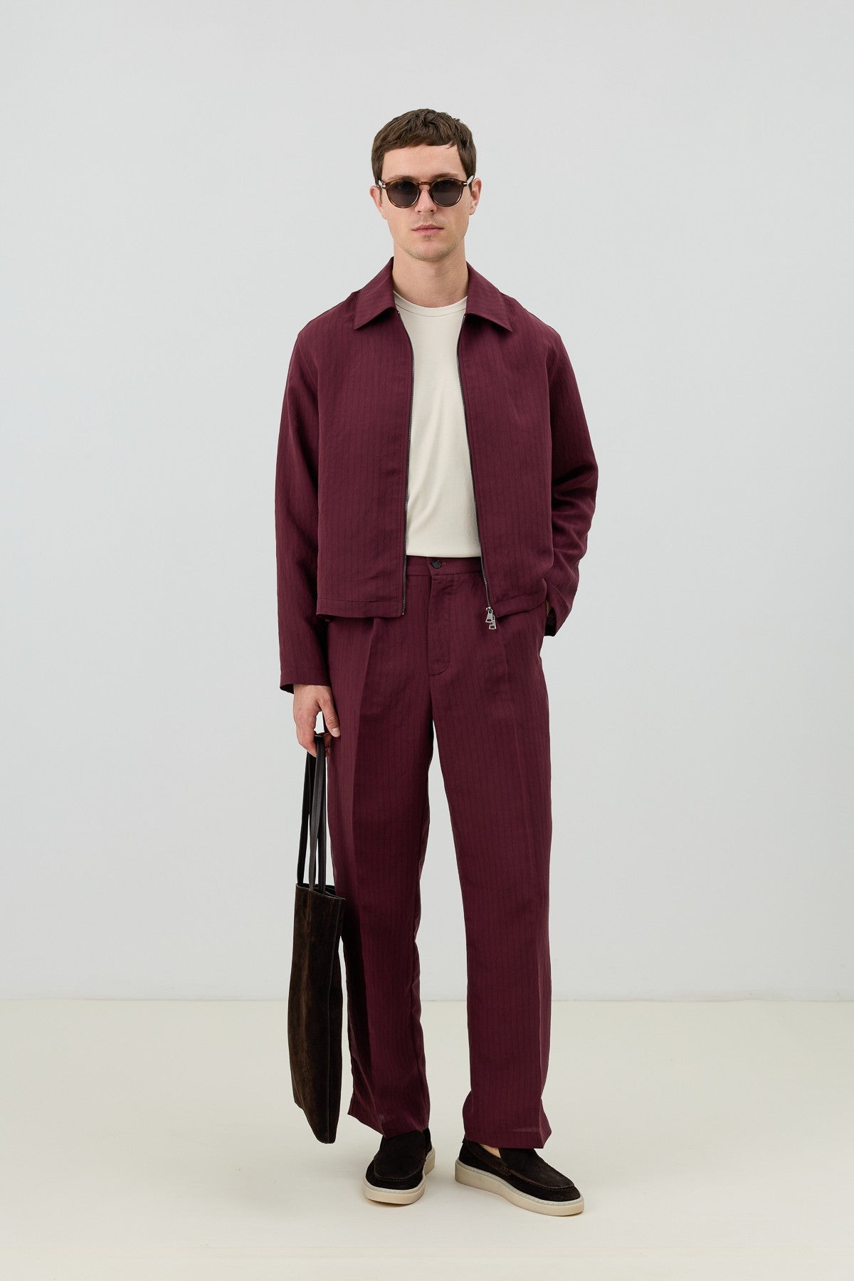 Men's Relaxed-Fit Striped Pants with Modal Blend