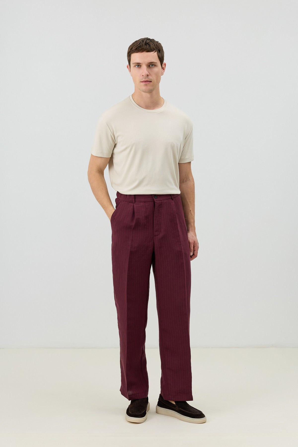 Men's Relaxed-Fit Striped Pants with Modal Blend