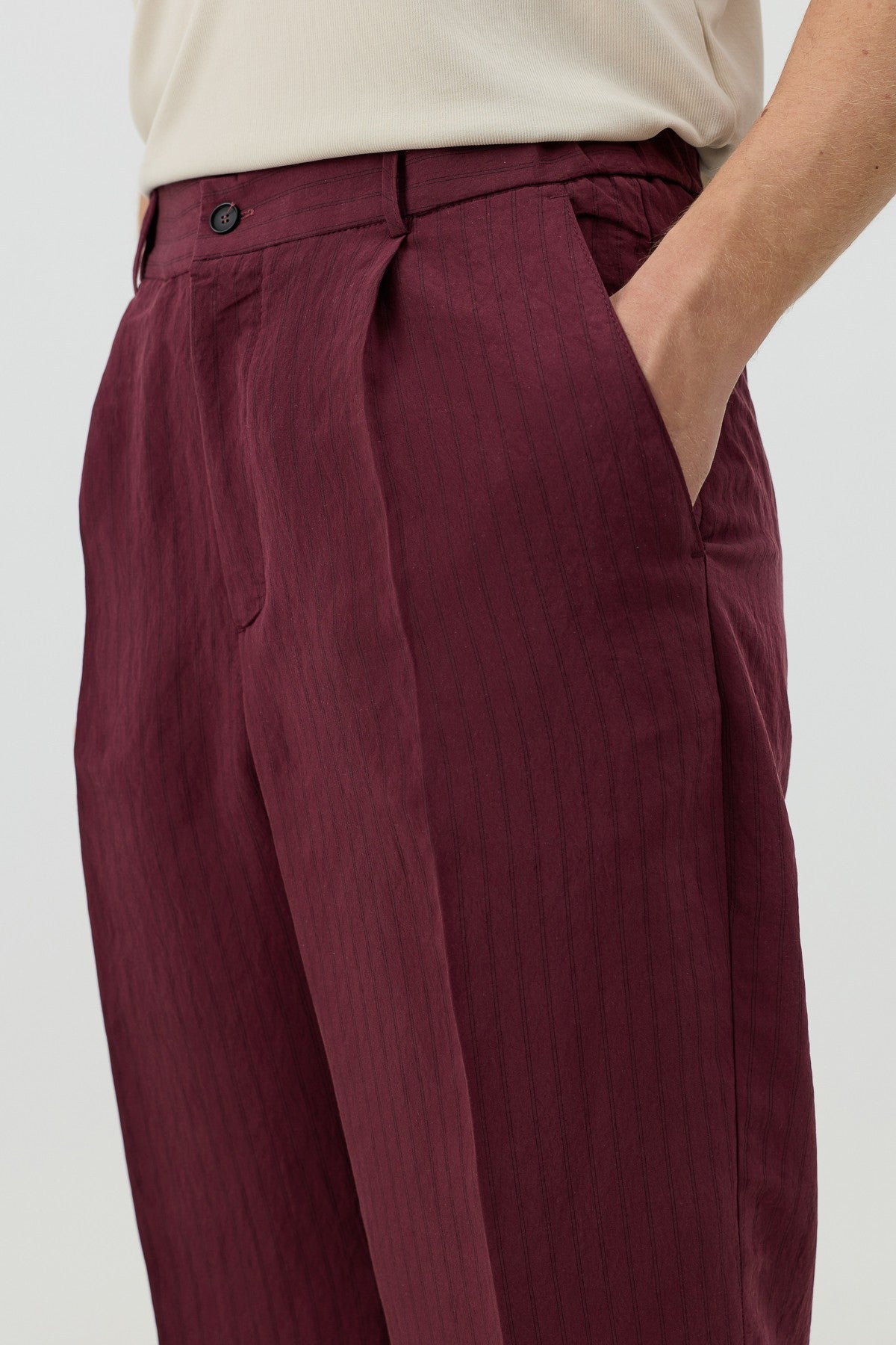 Men's Relaxed-Fit Striped Pants with Modal Blend