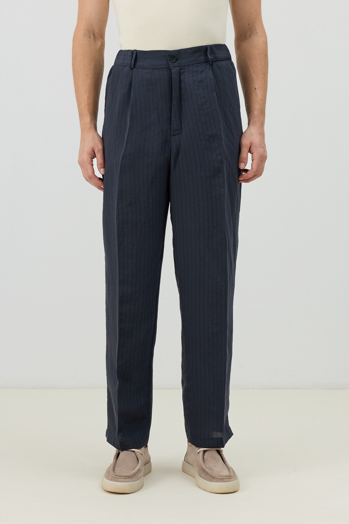 Men's Relaxed-Fit Striped Pants with Modal Blend