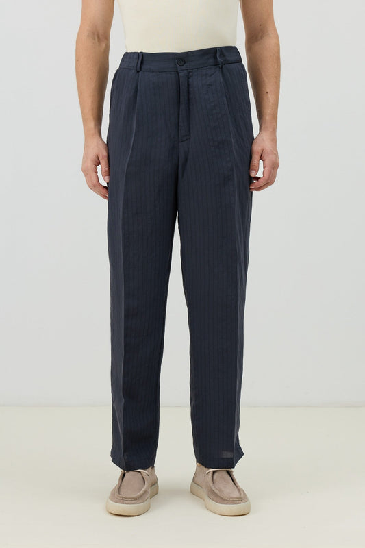 Men's Relaxed-Fit Striped Pants with Modal Blend