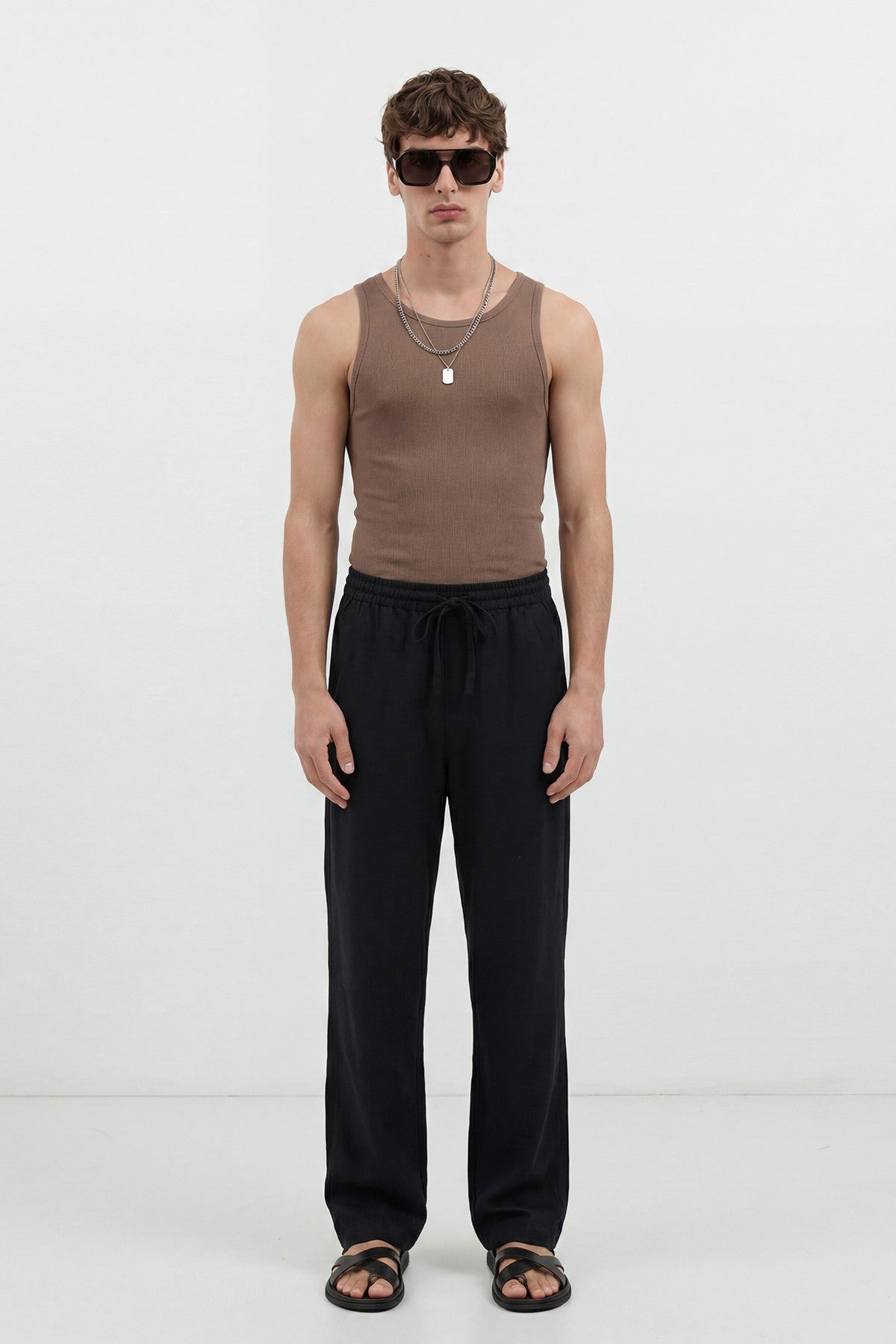 Antioch Men's Linen-Blend Waistband-Elasticated Pants